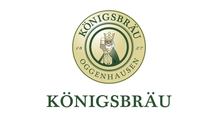 Logo von Königsbräu Oggenhausen mit einem König mit Bier in der Hand